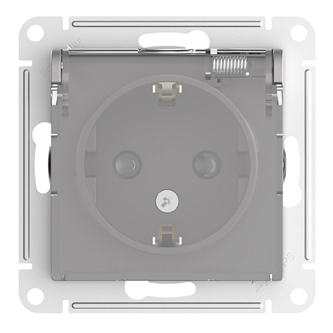 Systeme Electric AtlasDesign Aqua Алюминий Розетка с/з со шторками с прозрач. крышк, 16А,IP44, мех