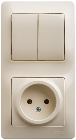 Systeme Electric Glossa Беж Блок: розетка и 2-кл. выключатель