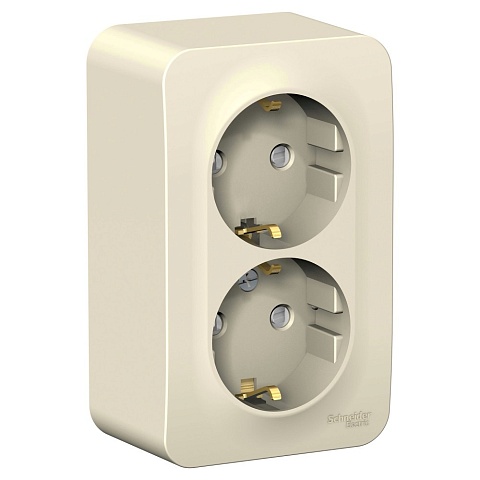 Systeme Electric Blanca наруж Молочная Розетка 2-ая с/з со шторками, 16А, 250В