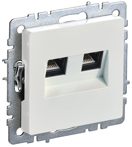 IEK BRITE BASE Жемчуг Розетка комп. 2-ая RJ45 кат.6 РК11-2-БрЖ