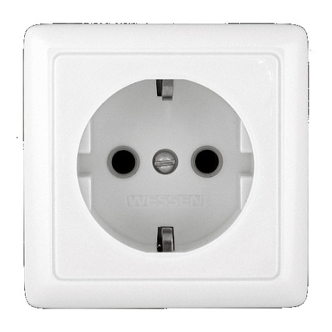 Systeme Electric ХИТ наруж Бел Розетка с/з без шторок, с изолирующей пластиной, 16А, 250В