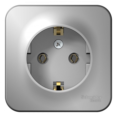Systeme Electric Blanca наруж Алюминий Розетка с/з без шторок, 16А, 250В