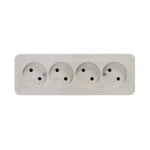 Systeme Electric Blanca наруж Беж Розетка 4-ая б/з без шторок, изолир. пластина 16А, 250В