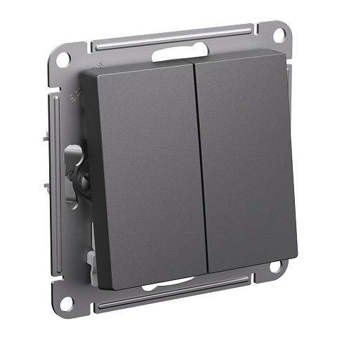 Systeme Electric AtlasDesign Базальт Выключатель 2-клавишный с самовозвратом, сх.5, 10АХ, механизм