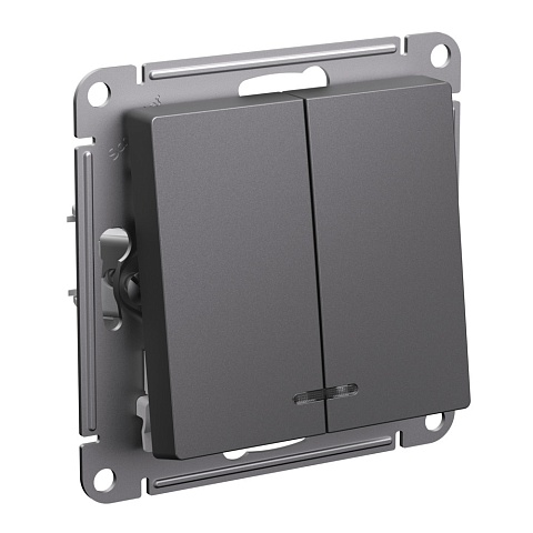 Systeme Electric AtlasDesign Базальт Выключатель 2-клавишный с подсветкой, сх.5а, 10АХ, механизм