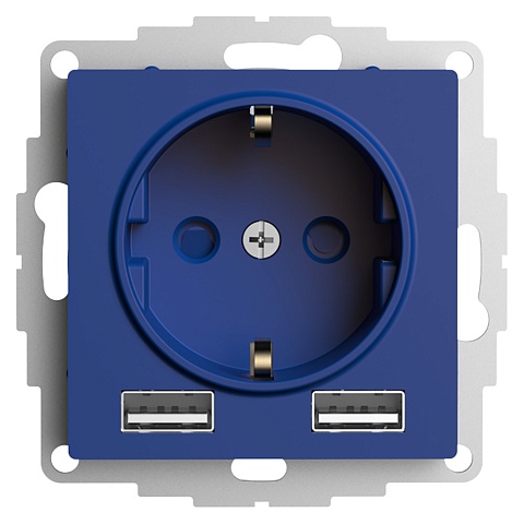 Systeme Electric AtlasDesign Аквамарин Розетка 16А c 2 USB A+A, 5В/2,4А, 2х5В/1,2А, механизм