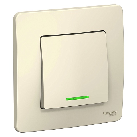 Systeme Electric Blanca внутр Молочный Выключатель 1-клавишный с подсветкой, 10А, 250B