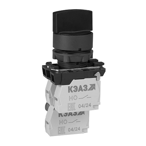 КЭАЗ Переключатель КПЕ1610Р-черный-1но+0нз-ручка-фикс-2поз-IP65