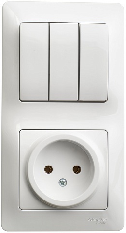 Systeme Electric Glossa Бел Блок: розетка и 3-кл. выключатель