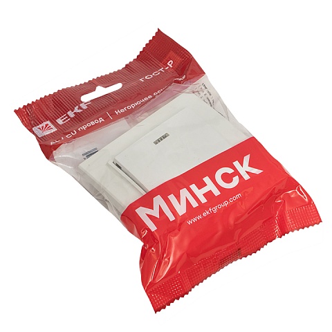 EKF Basic Минск Белый Выключатель 1-кл с индикатором, 10А, СП