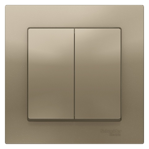 Systeme Electric AtlasDesign Шампань Выключатель 2-клавишный сх.5, 10АХ, в сборе