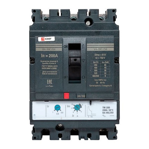 EKF PROxima Автоматический выключатель ВА-99C (Compact NS) 250/200А 3P 45кА