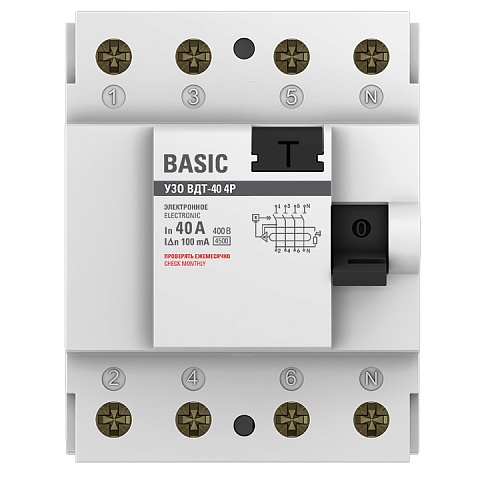 EKF Basic ВДT-40  УЗО 4P 40А/100мА (AC) электронное