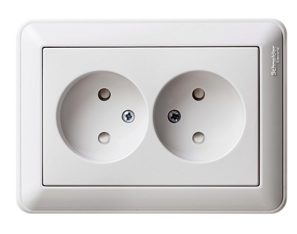 Systeme Electric Wessen 59 Бел Розетка 2-ая б/з (в сборе, с рамкой)