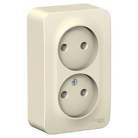 Systeme Electric Blanca наруж Молочная Розетка 2-ая б/з без шторок 16А, 250В, изолир. пластина