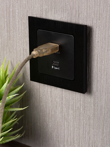 EKF PROxima Стокгольм Черный Розетка с 2USB type A+C