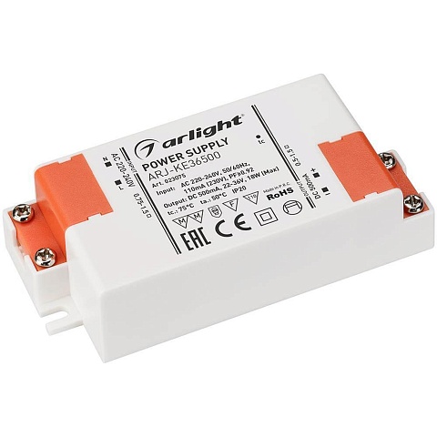 Arlight Блок питания ARJ-KE36500 (18W, 500mA, PFC) (IP20 Пластик, 5 лет)