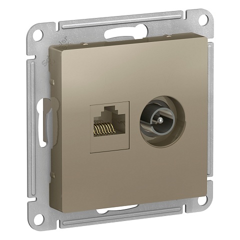 Systeme Electric AtlasDesign Шампань Розетка двойная комп+ТВ, RJ45+TV, кат.5E, механизм