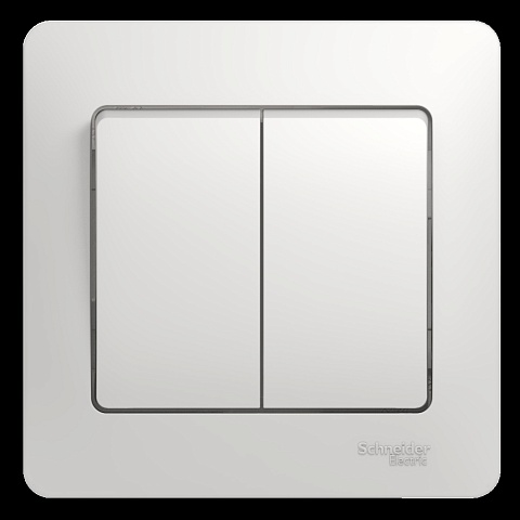 Systeme Electric Glossa Бел Выключатель 2-клавишный, сх.5, 10АХ (в сборе с рамкой)