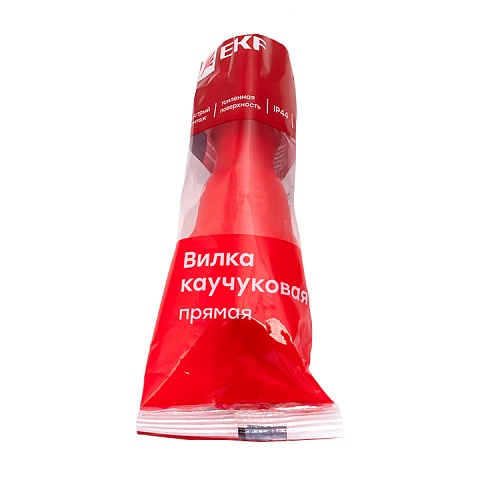 EKF PROxima Вилка красная каучуковая прямая 230В 2P+PE 16A IP44 PRO