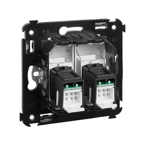 DKC Компьютерная розетка RJ-45 в стену, кат.5e двойная, "Avanti","Закаленная сталь"