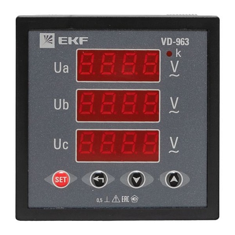 EKF PROxima Вольтметр цифровой на панель (96х96) VD-963 трехфазный