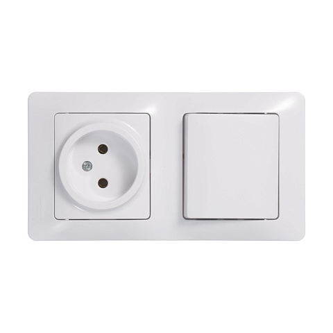 Systeme Electric Glossa Бел Блок: розетка и 1-кл. выключатель