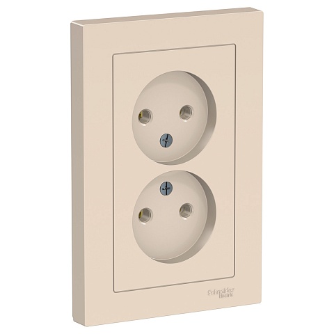 Systeme Electric AtlasDesign Беж Розетка б/з двойная, 16А, в сборе