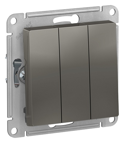 Systeme Electric AtlasDesign Сталь Выключатель 3-клавишный сх.1+1+1, 10АХ, механизм