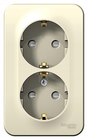 Systeme Electric Blanca наруж Молочная Розетка 2-ая с/з со шторками, 16А, 250В