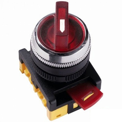 IEK Переключатель АNСLR-22-3 на 3 фикс. полож. красный неон/240В I-O 1з+1р