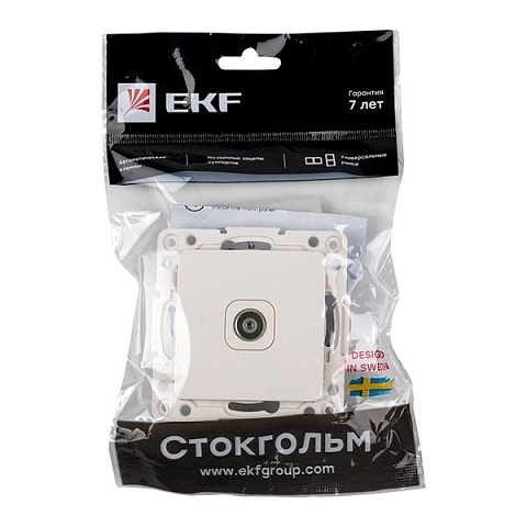 EKF PROxima Стокгольм Механизм Розетки TV 1-местной оконечной 10дБ-240МГц белый