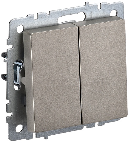 IEK BRITE BASE Шампань Выключатель 2-кл 10А ВС10-2-0-БрШ