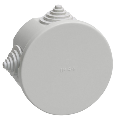 IEK Коробка КМ41237 распаячная для о/п d75х40мм IP44 (RAL7035, 4 гермоввода)