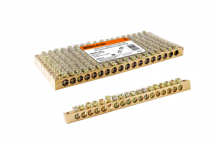 TDM Шина "N" нулевая 8x12мм 18/2 (18 групп/крепеж по краям)