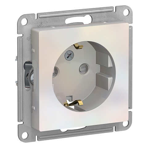 Systeme Electric AtlasDesign Жемчуг Розетка с/з со шторками, 16А, механизм