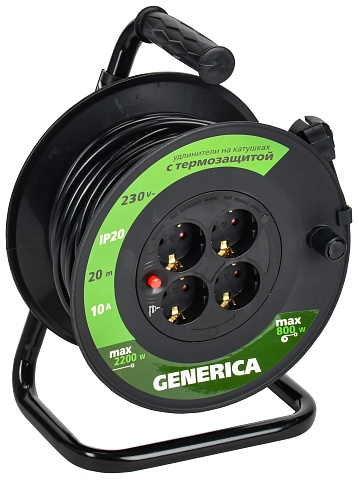 IEK GENERICA Катушка УК20 с т/з 4 места 2P+PE/20м 3х1,0мм2
