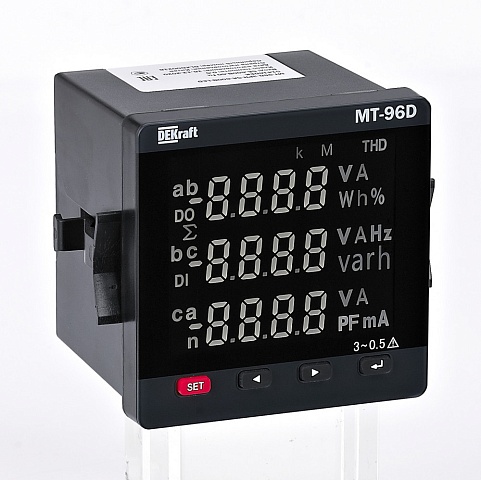 Dekraft Мультиметр цифровой 72х72мм трехфазный, вход 600В 5А, RS485, LED-дисплей МТ-72D