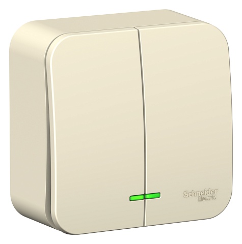 Systeme Electric Blanca наруж Молочный Выключатель 2-клавишный с подсветкой, 6А, 250В