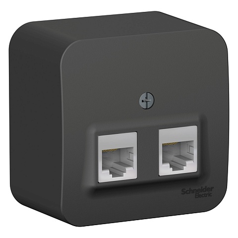 Systeme Electric Blanca наруж Антрацит Розетка 2-ая компьютерная RJ45, кат.5E, изол. пластина