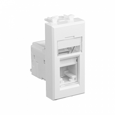DKC Компьютерная розетка RJ-45 модульная, кат.6, "Avanti", "Белое облако", 1 модуль