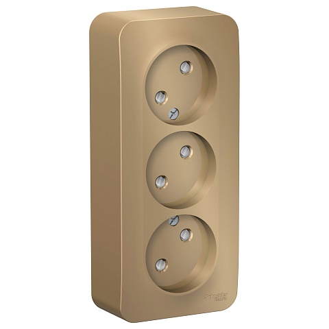 Systeme Electric Blanca наруж Титан Розетка 3-ая б/з со шторками 16А, 250В, изолир. пластина