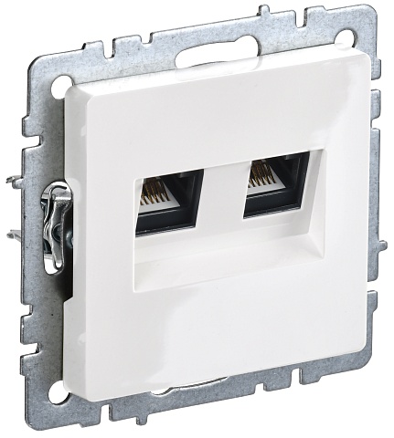 IEK BRITE BASE Белый Розетка двойная RJ11+RJ45 кат.5E РК/Т12-БрБ