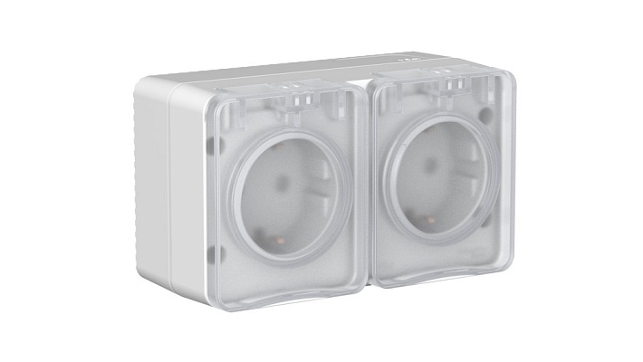 Systeme Electric AtlasDesign Profi54 Наруж Серый Розетка двойная с/з со шт.16А