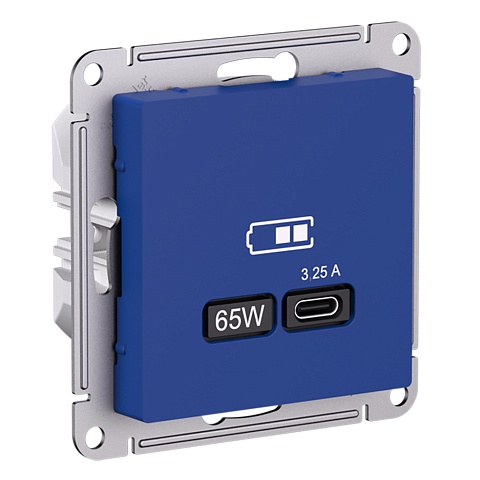 Systeme Electric AtlasDesign Аквамарин Розетка USB тип-C 65Вт высокоскор.заряд. QC,PD, механизм