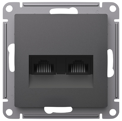Systeme Electric AtlasDesign Базальт Розетка двойная компьютерная RJ45+RJ45, кат.5Е, механизм