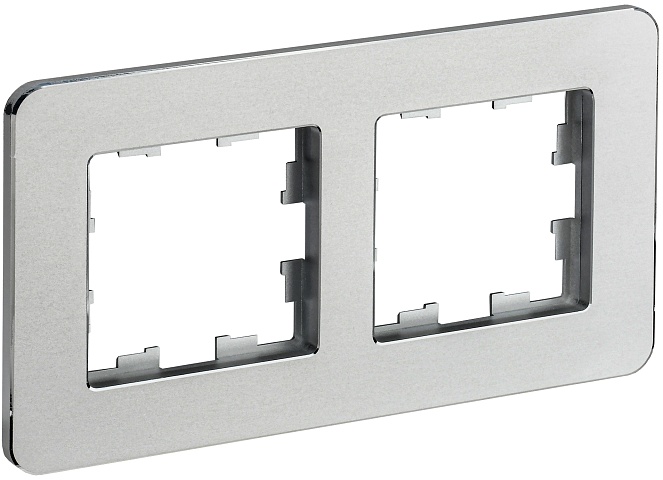 IEK BRITE DECOR Алюминий металл. скругл.угол Рамка 2-м РУ-2-1-Бр RE