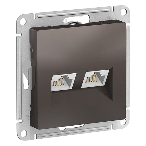 Systeme Electric AtlasDesign Мокко Розетка двойная компьютерная RJ45+RJ45, кат.5E, механизм