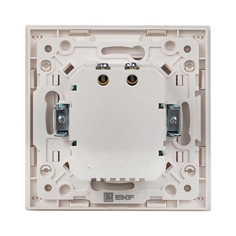 EKF PROxima Стокгольм Белый Розетка USB 2-ая, 2,1А