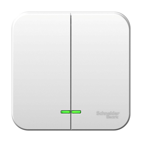 Systeme Electric Blanca наруж Бел Выключатель 2-клавишный с подсветкой, 6А, 250В
